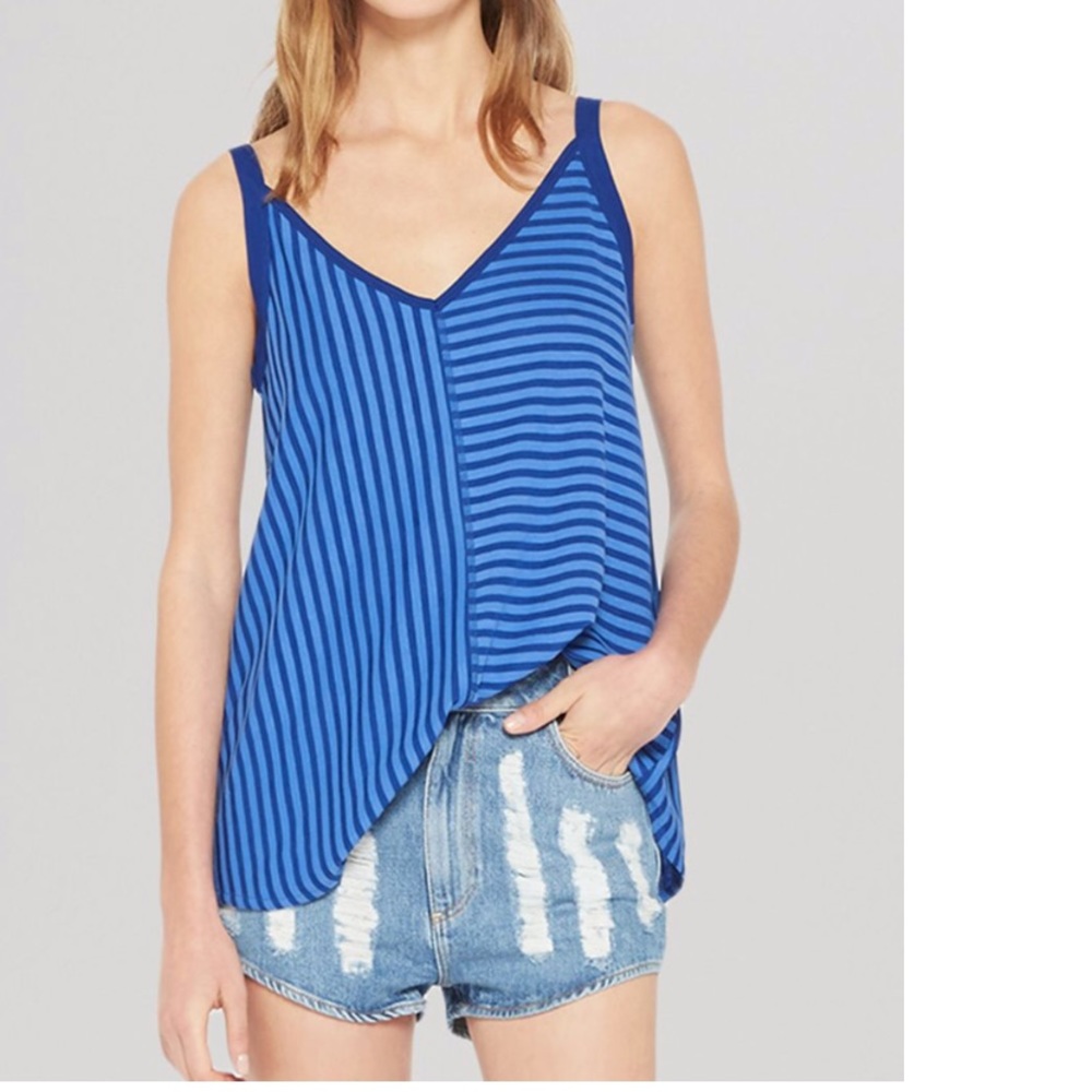 Sandro top - time sleveless stripes blue ocean